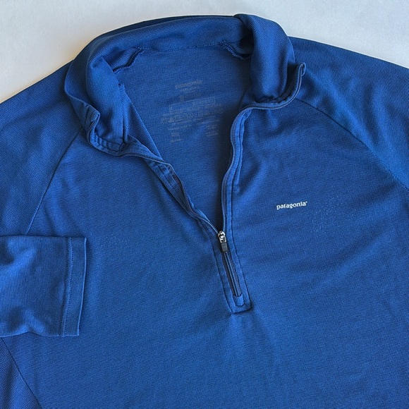 Patagonia Blue Capilene Baselayer Lightweight‎ 1/4 Zip Performance Men’s Large - Picture 1 of 9